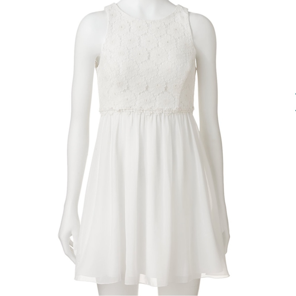White Speechless Chiffon Flower Lace Dress